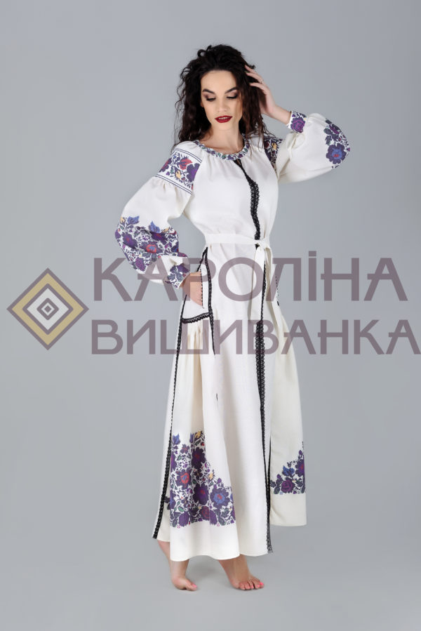 Заготовка на жіночу сукню максі-лонг у стилі «бохо» під вишиття бісером/нитками, ПЛд-007 максі лонг