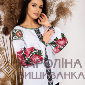 Заготовка на жіночу блузку «Піони» у стилі «бохо» під вишиття бісером/нитками, БЖ-033