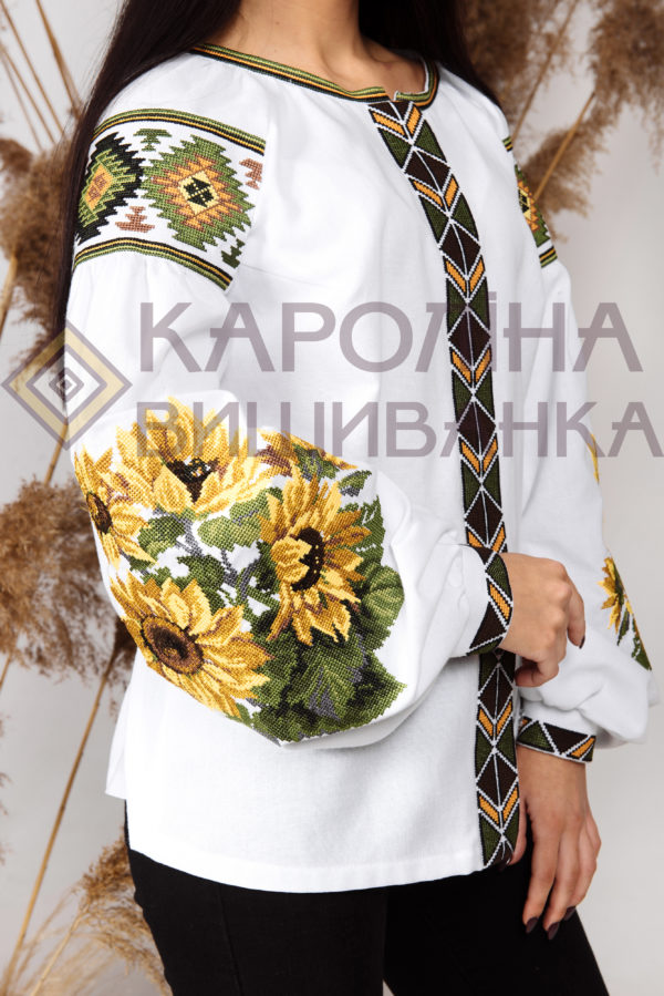 Заготовка на жіночу блузку «Соняхи» у стилі «бохо» з поясом під вишиття бісером/нитками, БЖ-036 - Зображення 2