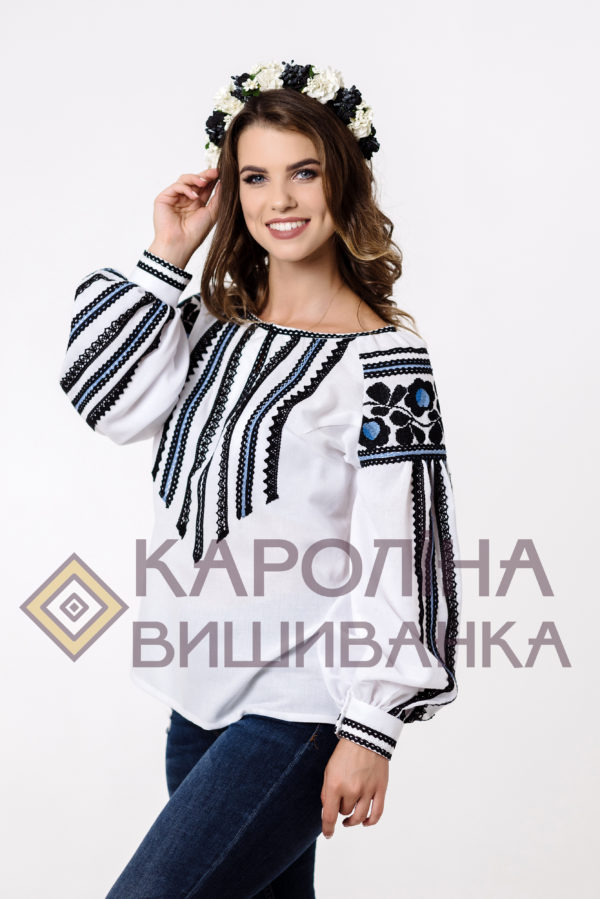 Заготовка на жіночу блузку у стилі «бохо» з поясом під вишиття бісером/нитками, БЖ-038 - Зображення 2