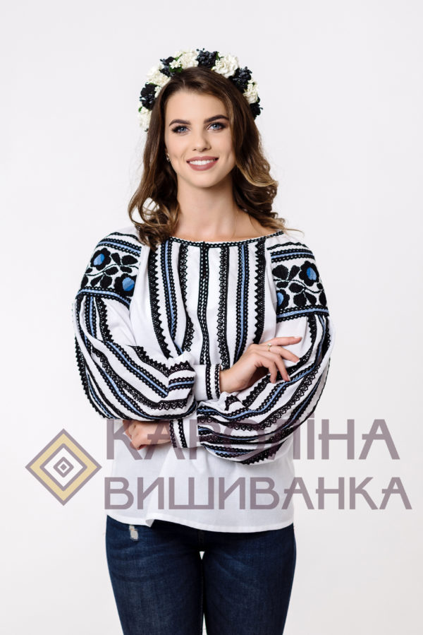 Заготовка на жіночу блузку у стилі «бохо» з поясом під вишиття бісером/нитками, БЖ-038