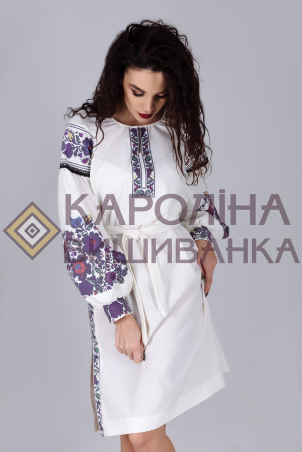 Заготовка на жіночу сукню у стилі «бохо» під вишиття бісером/нитками з розпірками, ПЛ-007