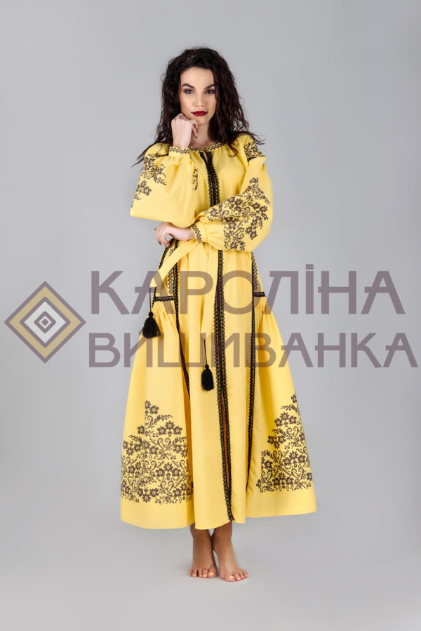 Заготовка на жіночу сукню максі-лонг у стилі «бохо» під вишиття бісером/нитками, ПЛд-001 максі лонг