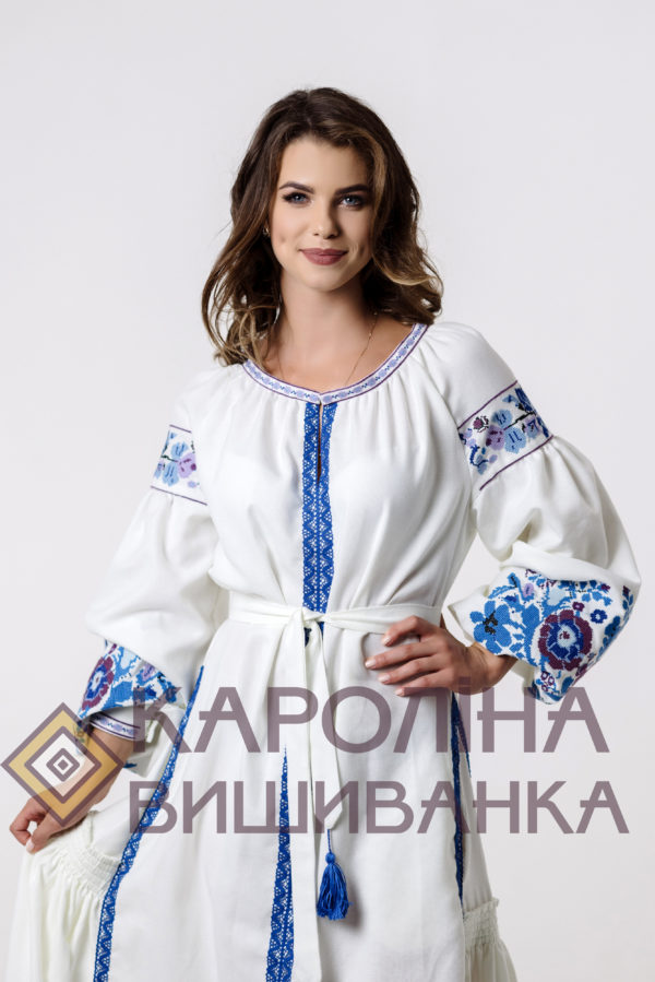 Заготовка на жіночу сукню максі-лонг у стилі «бохо» під вишиття бісером/нитками, ПЛд-0014 максі лонг - Зображення 4
