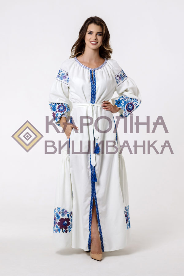 Заготовка на жіночу сукню максі-лонг у стилі «бохо» під вишиття бісером/нитками, ПЛд-0014 максі лонг