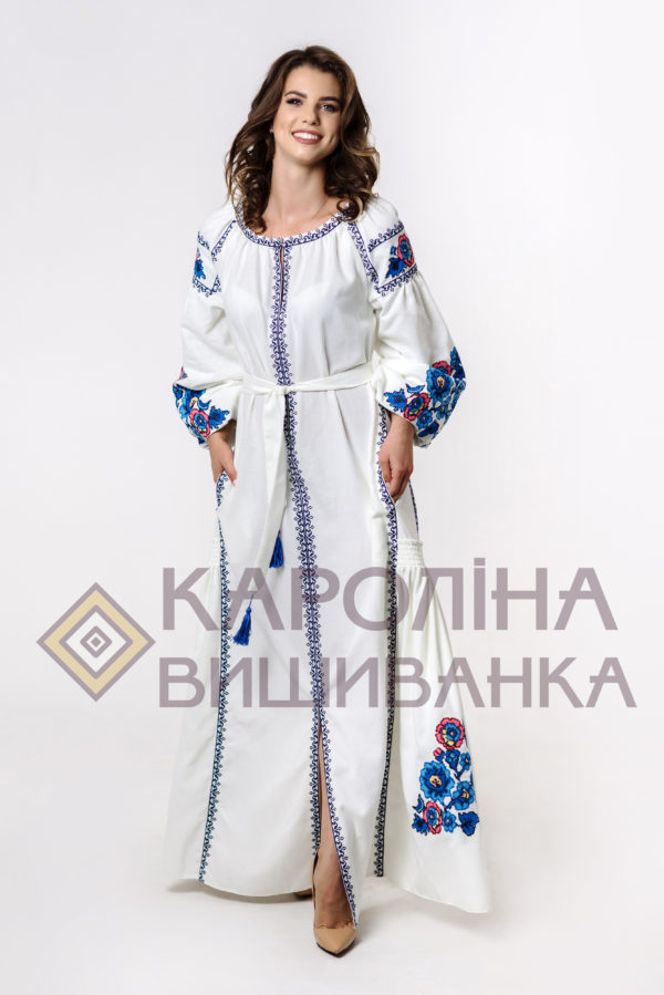 Заготовка на жіночу сукню максі-лонг у стилі «бохо» під вишиття бісером/нитками, ПЛд-0024 максі лонг - Зображення 3