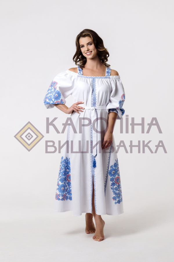 Заготовка на жіночу сукню максі-лонг у стилі «бохо» під вишиття бісером/нитками, ПЛд-0024 максі лонг - Зображення 5