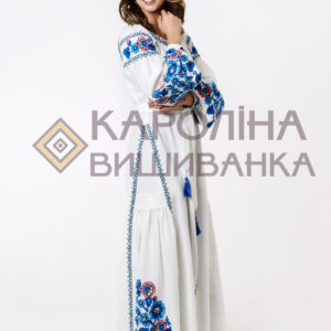 Заготовка на жіночу сукню максі-лонг у стилі «бохо» під вишиття бісером/нитками, ПЛд-0024 максі лонг