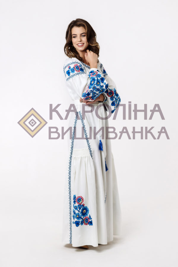 Заготовка на жіночу сукню максі-лонг у стилі «бохо» під вишиття бісером/нитками, ПЛд-0024 максі лонг