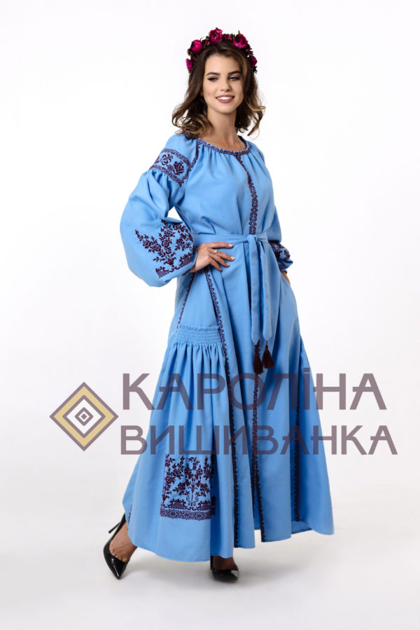 Заготовка на жіночу сукню максі-лонг у стилі «бохо» під вишиття бісером/нитками, ПЛд-0025_1 максі лонг - Зображення 2