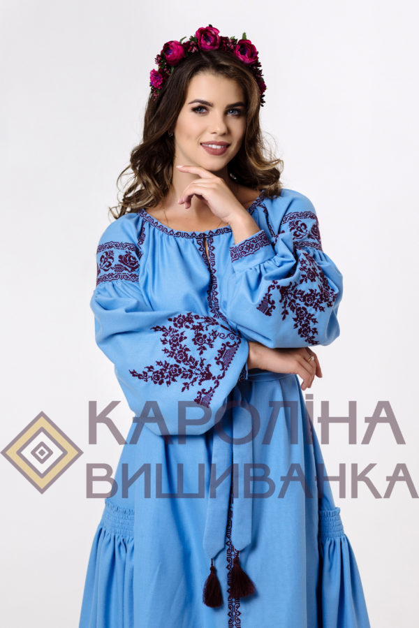 Заготовка на жіночу сукню максі-лонг у стилі «бохо» під вишиття бісером/нитками, ПЛд-0025_1 максі лонг - Зображення 3
