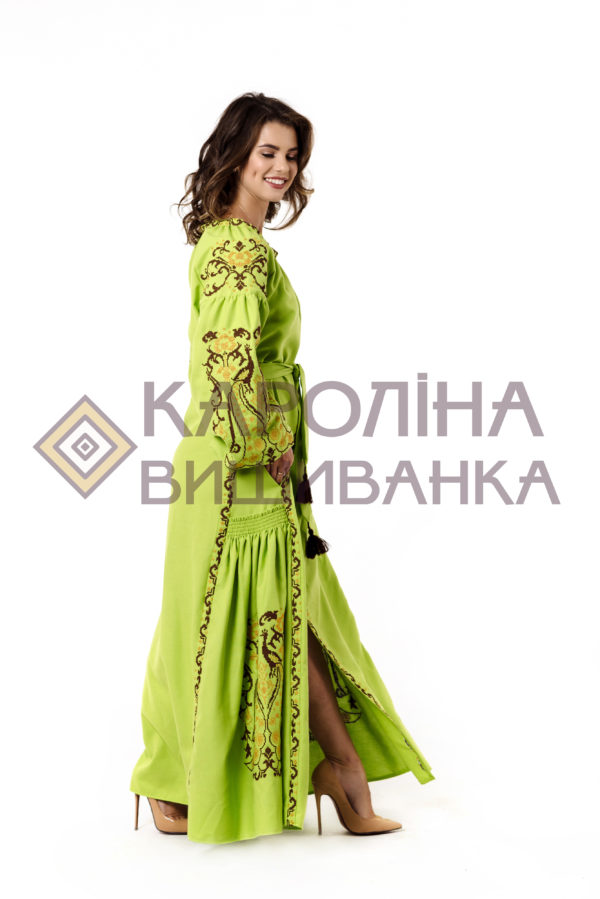 Заготовка на жіночу сукню максі-лонг у стилі «бохо» під вишиття бісером/нитками, ПЛд-0026 максі лонг - Зображення 2