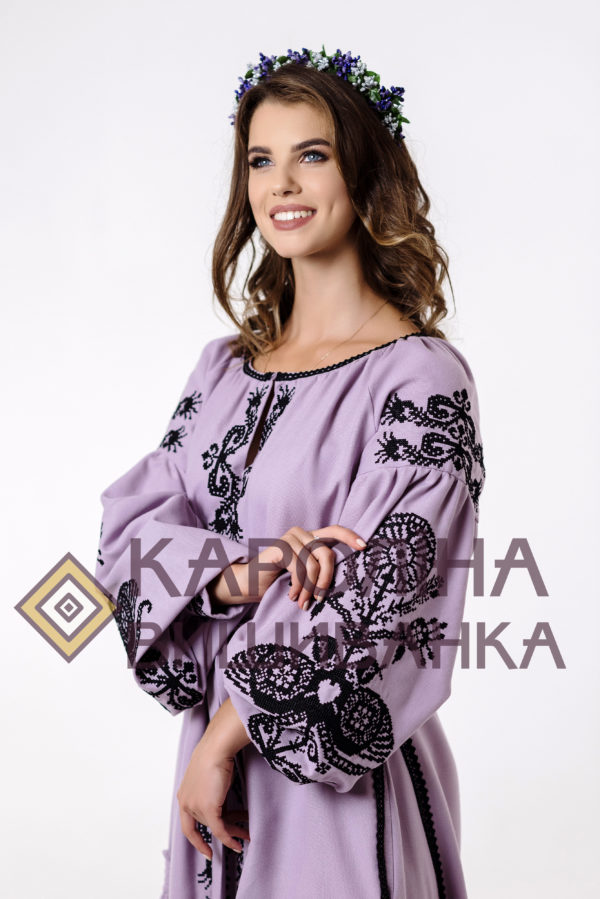 Заготовка на жіночу сукню максі-лонг у стилі «бохо» під вишиття бісером/нитками, ПЛд-0028 максі лонг - Зображення 4
