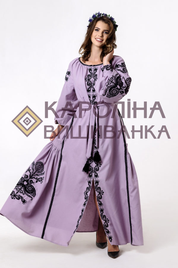 Заготовка на жіночу сукню максі-лонг у стилі «бохо» під вишиття бісером/нитками, ПЛд-0028 максі лонг - Зображення 3