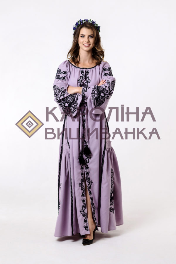 Заготовка на жіночу сукню максі-лонг у стилі «бохо» під вишиття бісером/нитками, ПЛд-0028 максі лонг - Зображення 2