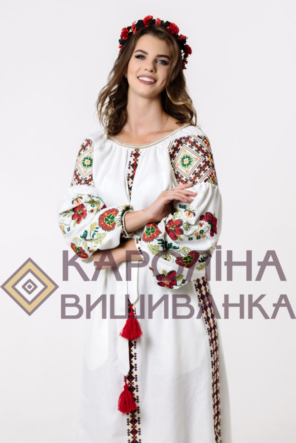 Заготовка на жіночу сукню максі-лонг у стилі «бохо» під вишиття бісером/нитками, ПЛд-0029 максі лонг - Зображення 2