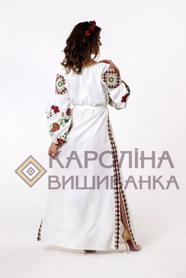 Заготовка на жіночу сукню максі-лонг у стилі «бохо» під вишиття бісером/нитками, ПЛд-0029 максі лонг - Зображення 4