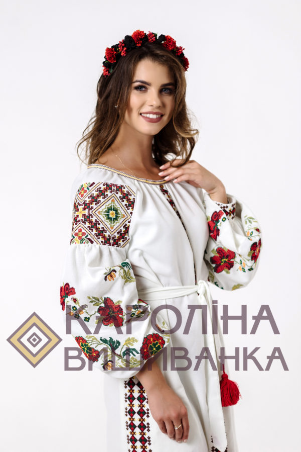 Заготовка на жіночу сукню максі-лонг у стилі «бохо» під вишиття бісером/нитками, ПЛд-0029 максі лонг - Зображення 3