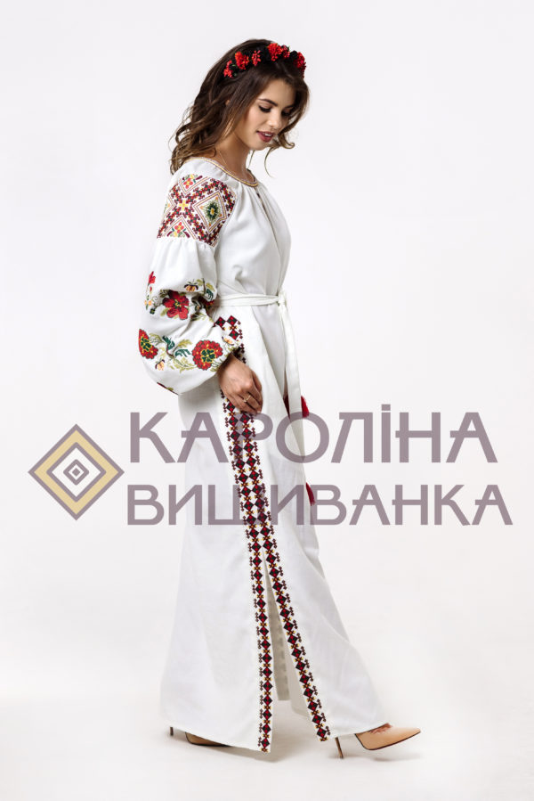 Заготовка на жіночу сукню максі-лонг у стилі «бохо» під вишиття бісером/нитками, ПЛд-0029 максі лонг