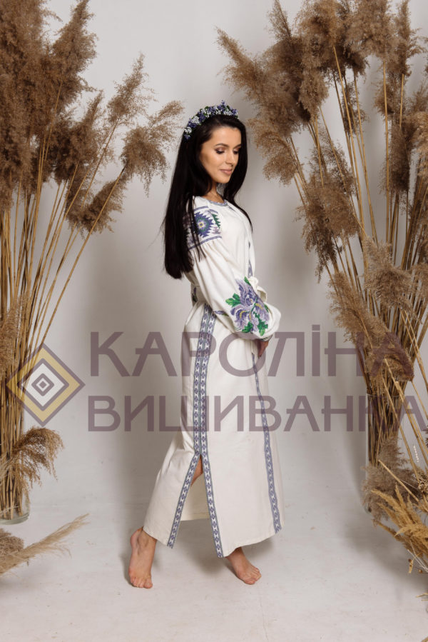 Заготовка на жіночу сукню максі-лонг у стилі «бохо» під вишиття бісером/нитками, ПЛд-0030 максі лонг - Зображення 4