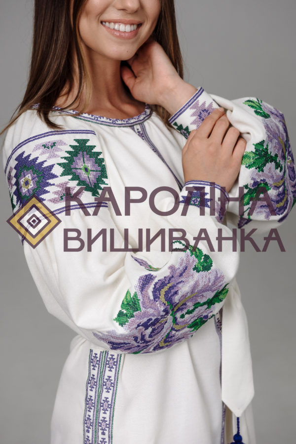 Заготовка на жіночу сукню максі-лонг у стилі «бохо» під вишиття бісером/нитками, ПЛд-0030 максі лонг - Зображення 3