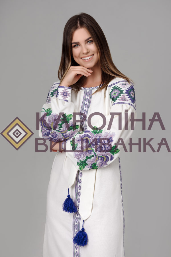 Заготовка на жіночу сукню максі-лонг у стилі «бохо» під вишиття бісером/нитками, ПЛд-0030 максі лонг - Зображення 2