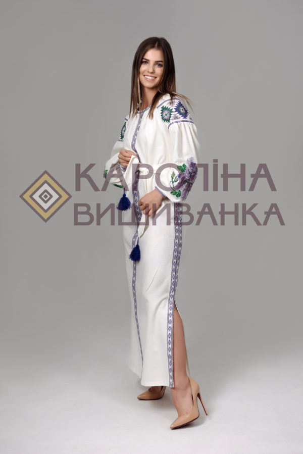 Заготовка на жіночу сукню максі-лонг у стилі «бохо» під вишиття бісером/нитками, ПЛд-0030 максі лонг - Зображення 5