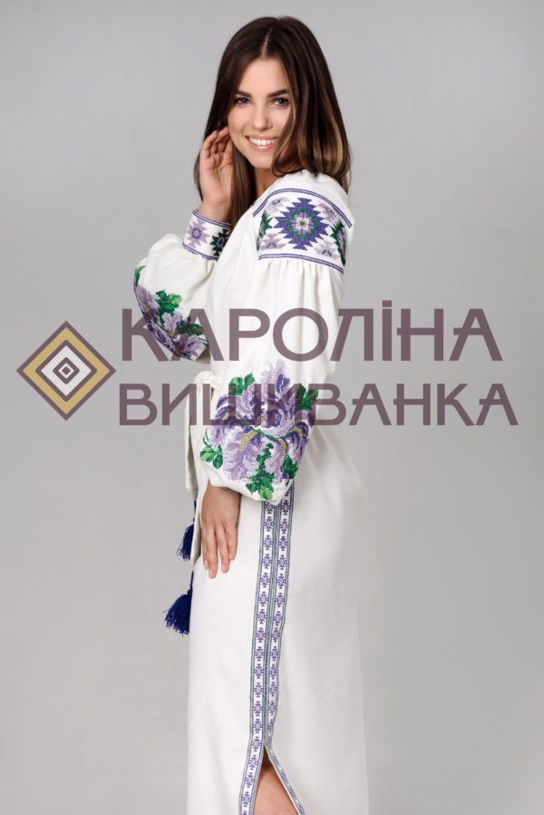 Заготовка на жіночу сукню максі-лонг у стилі «бохо» під вишиття бісером/нитками, ПЛд-0030 максі лонг