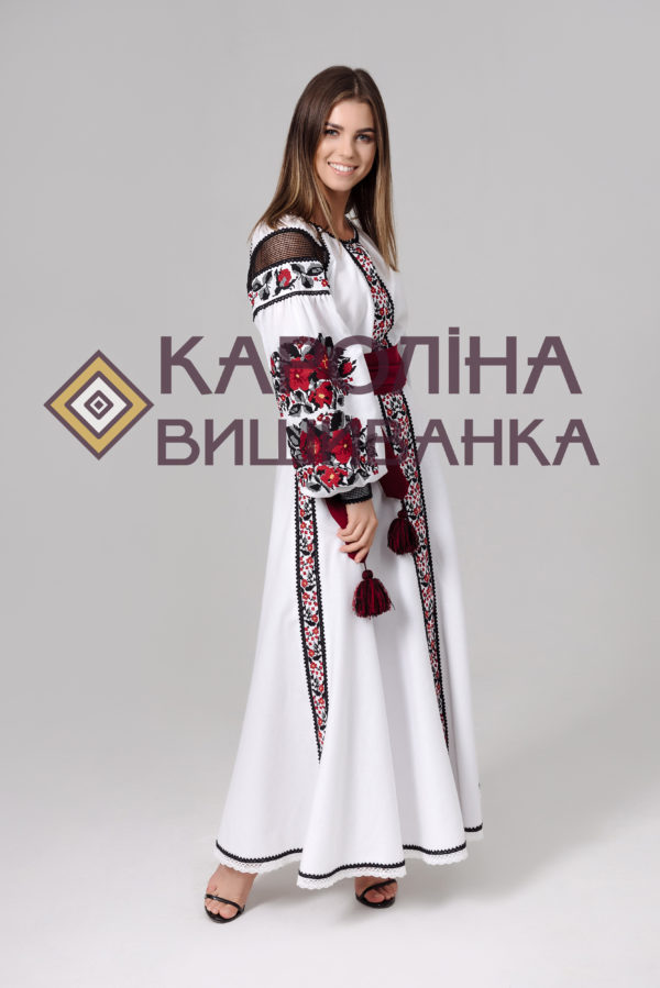 Заготовка на жіночу сукню максі-лонг у стилі «бохо» під вишиття бісером/нитками, ПЛд-0031 максі лонг - Зображення 2