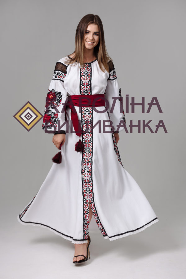 Заготовка на жіночу сукню максі-лонг у стилі «бохо» під вишиття бісером/нитками, ПЛд-0031 максі лонг - Зображення 4