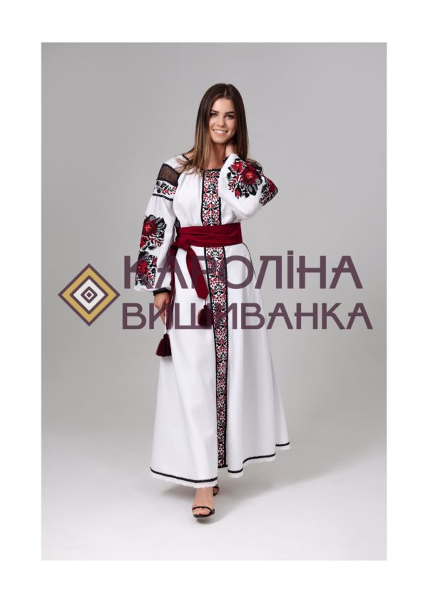 Заготовка на жіночу сукню максі-лонг у стилі «бохо» під вишиття бісером/нитками, ПЛд-0031 максі лонг