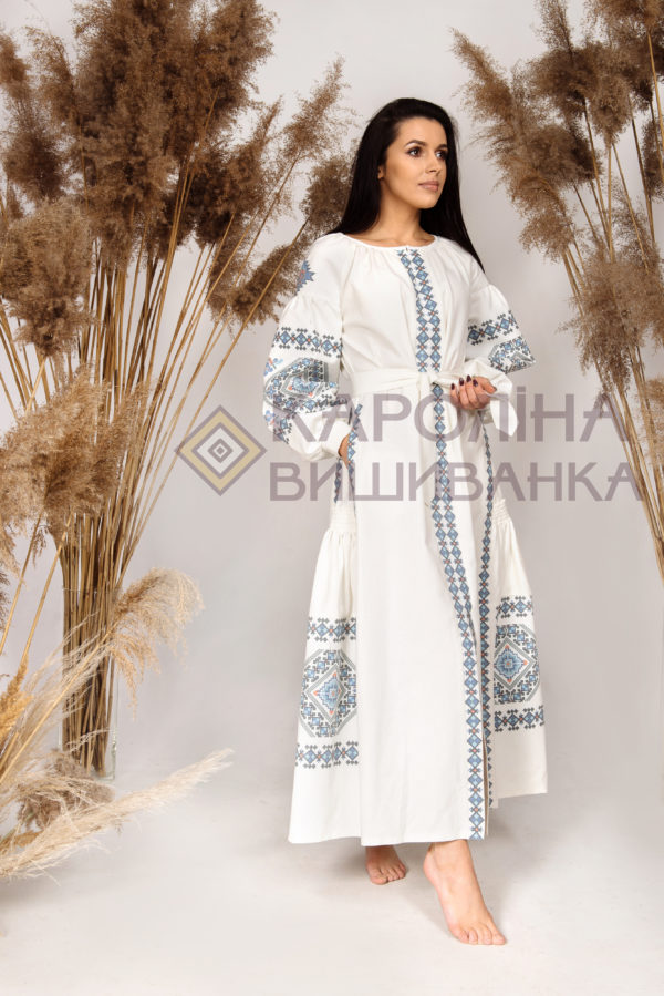Заготовка на жіночу сукню максі-лонг у стилі «бохо» під вишиття бісером/нитками, ПЛд-0037 максі лонг - Зображення 2