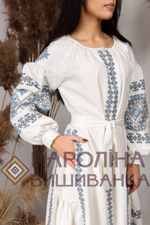 Заготовка на жіночу сукню максі-лонг у стилі «бохо» під вишиття бісером/нитками, ПЛд-0037 максі лонг - Зображення 3