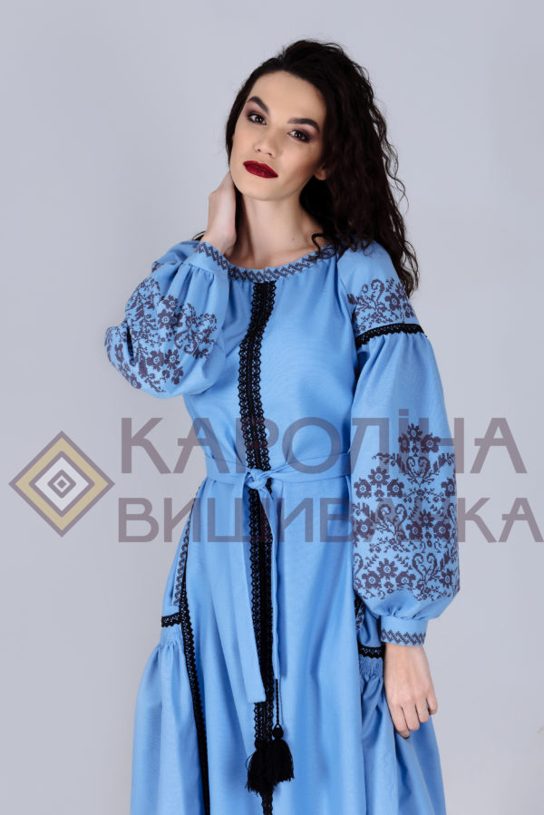 Заготовка на жіночу сукню максі-лонг у стилі «бохо» під вишиття бісером/нитками, ПЛд-005 максі лонг - Зображення 4