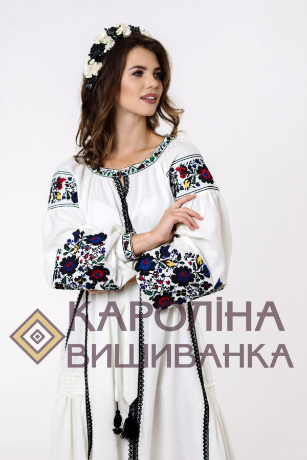 Заготовка на жіночу сукню максі-лонг у стилі «бохо» під вишиття бісером/нитками, ПЛд-007 максі лонг - Зображення 3