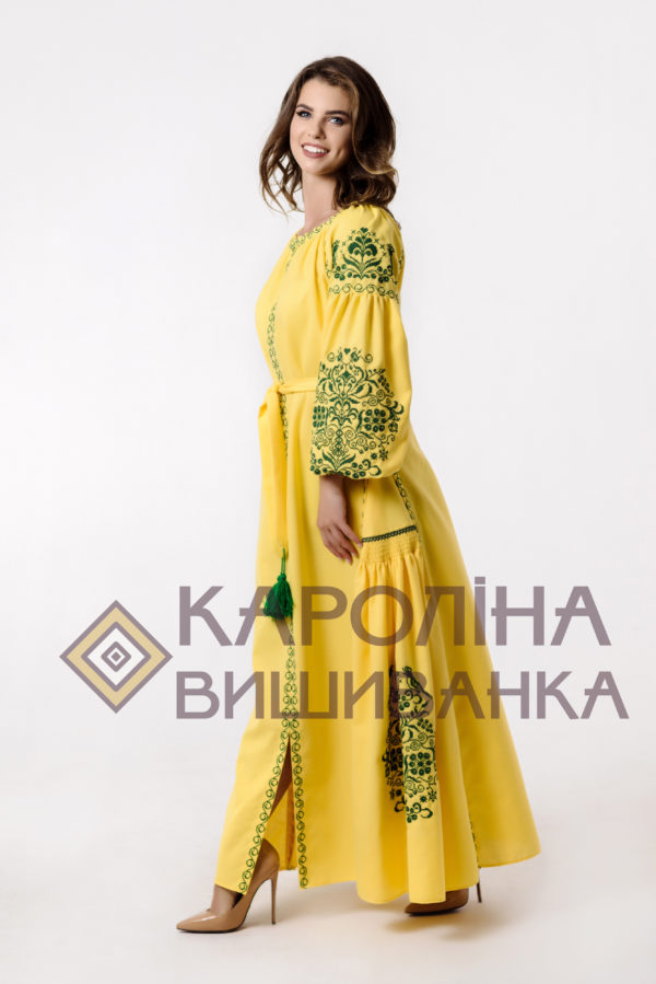 Заготовка на жіночу сукню максі-лонг у стилі «бохо» під вишиття бісером/нитками, ПЛд-027максі лонг - Зображення 3